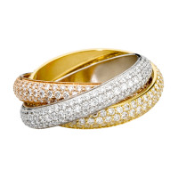 Каблучка Cartier Trinity, золото трьох кольорів, діаманти