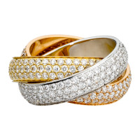 Каблучка Cartier Trinity, золото трьох кольорів, діаманти