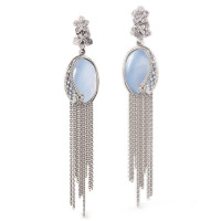 Серьги Carrera y Carrera Sierpes, белое золото, бриллианты, халцедон