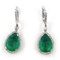 Серьги Crivelli, белое золото 750, бриллианты, изумруды