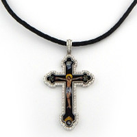 Хрестик, біле золото, діаманти