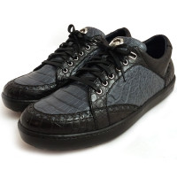 Кроссовки Stefano Ricci, серые с черным, кожа крокодила