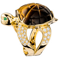 Кольцо Boucheron Animals Honu, желтое золото, тигровый глаз, бриллианты