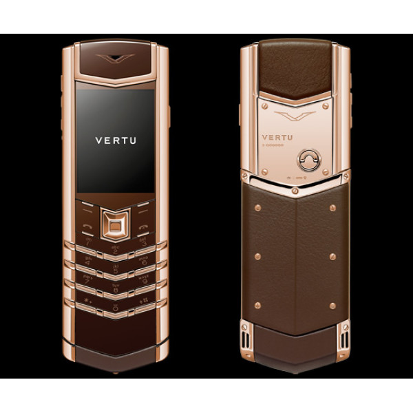 Vertu Signature S Design Red Gold Brown Leather
