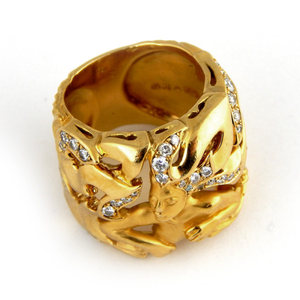 Перстень Magerit, жовте золото, діаманти.