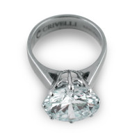 Перстень з діамантом 6,5ct, біле золото.