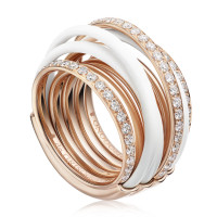 Кольцо de Grisogono Allegra, розовое золото, керамика, бриллианты