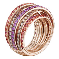 Перстень de Grisogono Allegra, рожеве золото, діаманти, сапфіри.