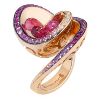 Кольцо de Grisogono Chiocciolina, розовое золото, бриллианты, сапфиры