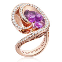 Кольцо de Grisogono Chiocciolina, розовое золото, бриллианты, аметисты