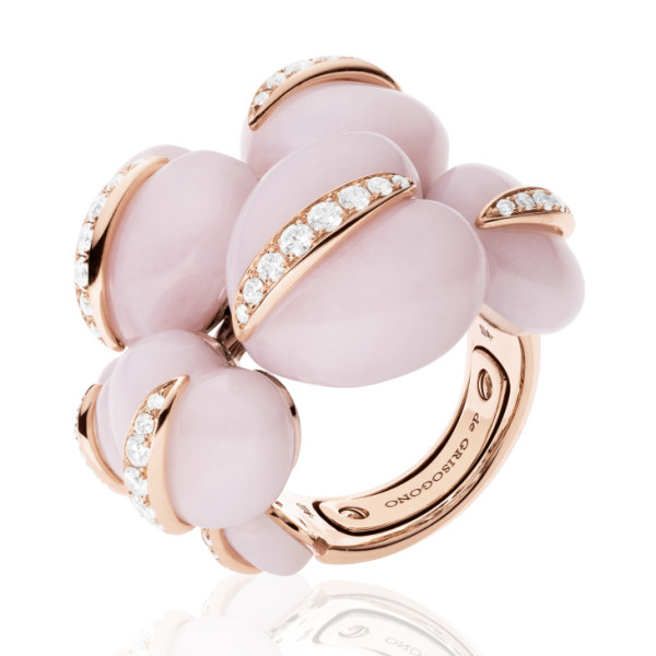 Кольцо de Grisogono Conchiglietta, розовое золото, титан, бриллианты, опалы