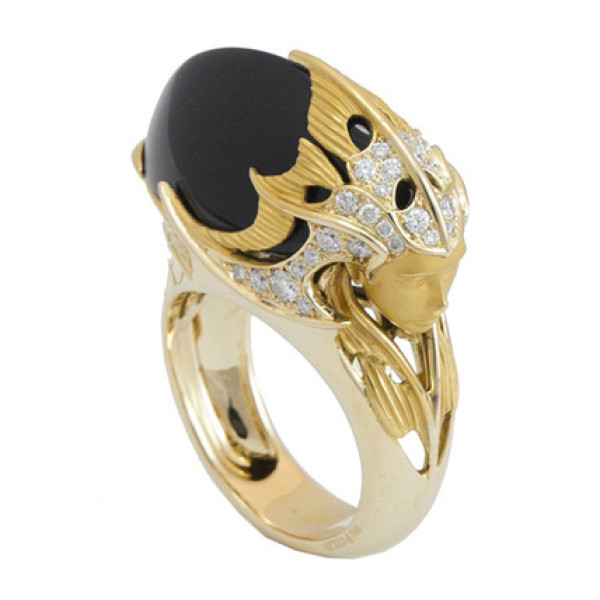 Кольцо Magerit Atlantis, желтое золото, бриллианты, оникс