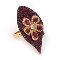 Кольцо Piantelli, розовое золото, бриллианты, рубины