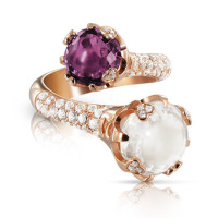 Перстень Pasquale Bruni Sissi, рожеве золото, діаманти, аметист, кварц, топази