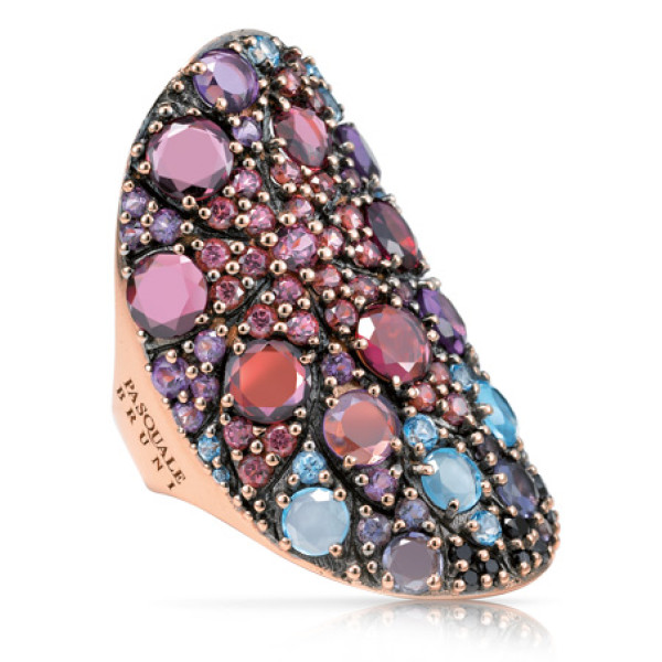 Кольцо Pasquale Bruni Mandala, розовое золото, разноцветные камни