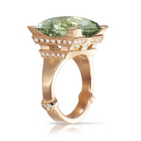 Перстень Pasquale Bruni Madame Eiffel, рожеве золото, діаманти, зелений аметист
