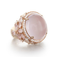 Перстень Pasquale Bruni Ghirlanda, рожеве золото, місячний камінь, кварц, діаманти