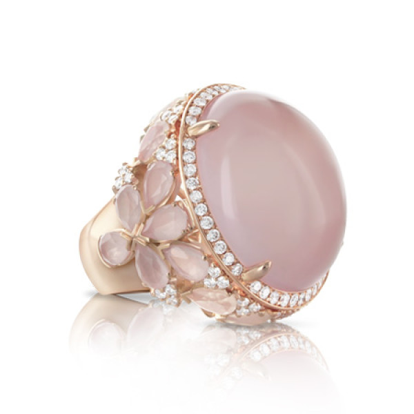 Перстень Pasquale Bruni Ghirlanda, рожеве золото, місячний камінь, кварц, діаманти