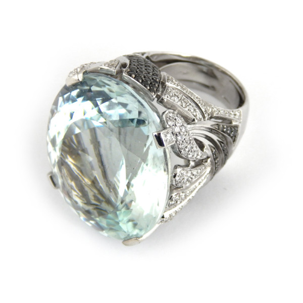 Кольцо Crivelli, белое золото 750, бриллианты, топаз