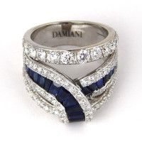 Кольцо Damiani, белое золото, сапфиры, бриллианты