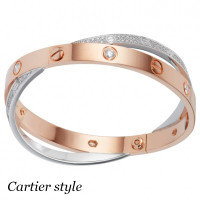 Браслет Cartier Love, біле, рожеве золото, діаманти