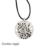 Подвеска Cartier Panthere de Cartier, белое золото, бриллианты, гранат