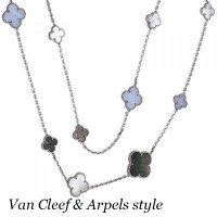 Ожерелье Van Cleef & Arpels Magic Alhambra 16 Motifs, белое золото, перламутр