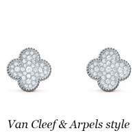 Серьги Van Cleef & Arpels Magic Alhambra, белое золото, бриллианты