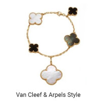 Браслет в стиле Van Cleef & Arpels, желтое золото, перламутр