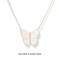 Підвіска у стилі Van Cleef & Arpels Butterfly, жовте золото, діаманти, перламутр
