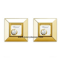 Chopard Happy Diamonds Square Floating Diamond Yellow Gold Earrings