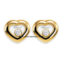 Chopard Happy Diamonds Heart Floating Diamond Yellow Gold Earrings