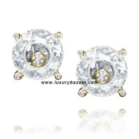Chopard So Happy White Stone Floating Diamond Yellow Gold Earrings