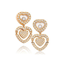 Chopard Happy Amore Hearts 18K Rose Gold Diamond Earrings