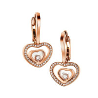 Chopard Happy Diamonds Hearts 18K Rose Gold Diamond Earrings
