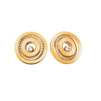 Chopard Happy Spirit 2 Circles 18K Yellow Gold and Diamonds Floating Diamond Earrings