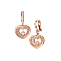 Chopard Happy Diamonds Heart Floating Diamond Set 18K Rose Gold Earrings