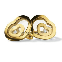 Chopard Happy Spirit Heart Earrings Yellow Gold 1 Floating Diamond