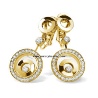 Круглі сережки Chopard Happy Spirit, набір діамантів із жовтого золота