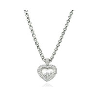 Намисто Chopard Happy Diamonds Heart з 18-каратного білого золота з діамантами та плаваючим діамантом