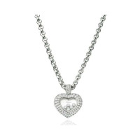 Chopard Happy Diamonds Heart 18K White Gold Diamond and Floating Diamond Pendant Necklace