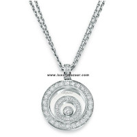 Chopard Happy Spirit Diamond Set Floating Circle Necklace White Gold