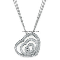 Chopard Happy Spirit Diamond Set Floating Heart Necklace White Gold