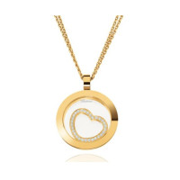 Chopard Happy Spirit Circle Heart 18K Yellow Gold Diamond Pendant Necklace