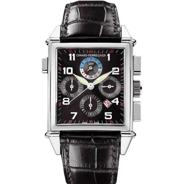 Girard Perregaux Watch Vintage 1945 King Size Chronograph GMT (WG / Black / Leather)