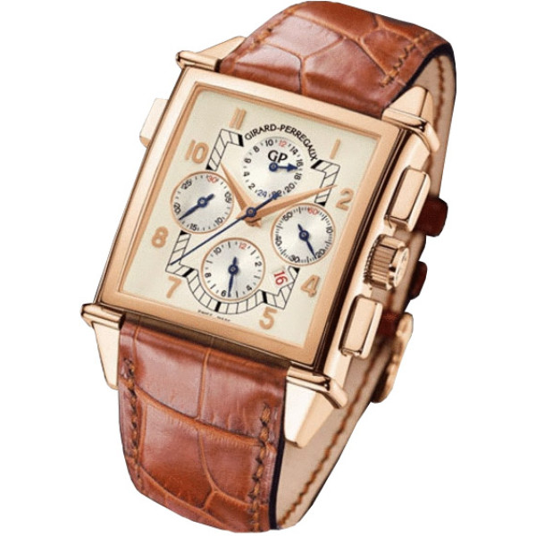 Girard Perregaux watches Vintage 1945 King Size Chronograph GMT (RG / White / Leather)