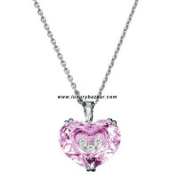 Chopard So Happy Pink Stone Heart 3 Floating Diamonds White 79