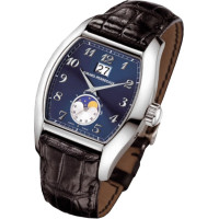 Girard Perregaux Watch Richeville Large Date (WG / Blue / Leather)