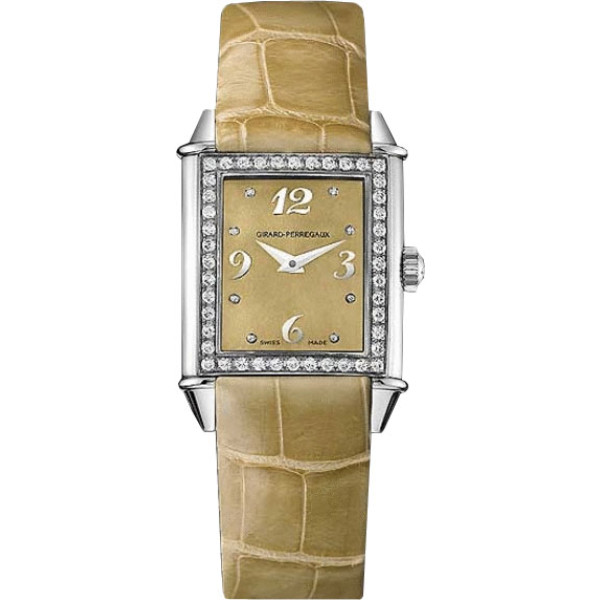 Girard Perregaux Watch Vintage 1945 Lady (SS-Diamonds / Beige / Leather)