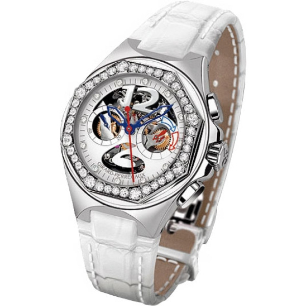 Girard Perregaux годинник Laureato USA-98 Lady (SS-Diamonds / White / Leather)